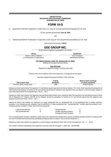 Vorschaubild GEE Group 10-Q Quartalsbericht 2026 