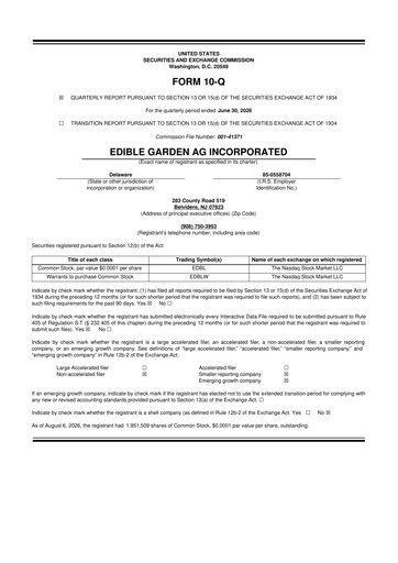 Thumbnail Edible Garden 10-Q Quarterly Report FY2026 
