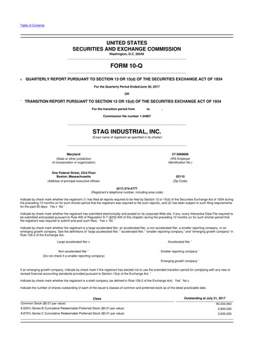 Thumbnail STAG Industrial 10-Q Quarterly Report FY2017 