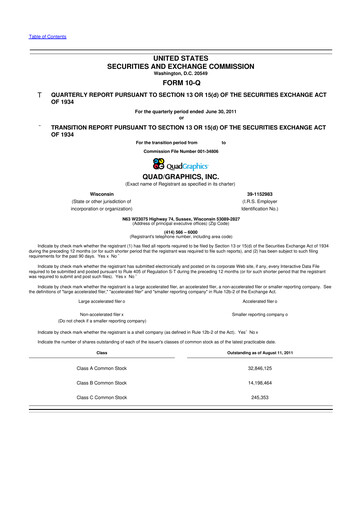 Miniature Quad 10-Q Rapport trimestriel 2011 