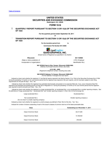 Miniature Quad 10-Q Rapport trimestriel 2011 