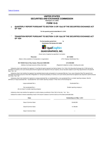 Miniature Quad 10-Q Rapport trimestriel 2013 