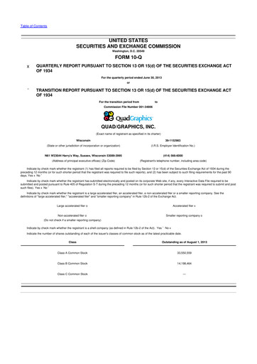 Miniature Quad 10-Q Rapport trimestriel 2013 