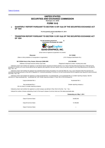 Miniature Quad 10-Q Rapport trimestriel 2014 