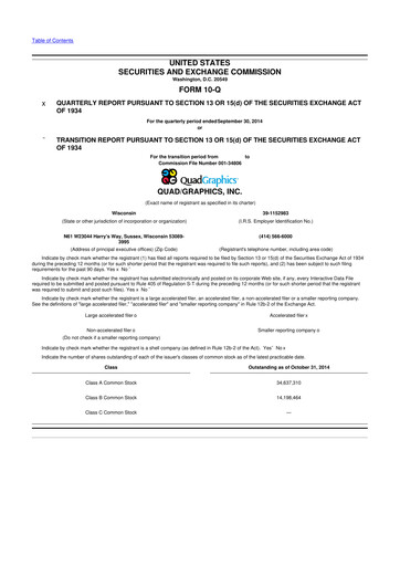 Miniature Quad 10-Q Rapport trimestriel 2014 