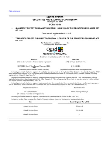 Miniature Quad 10-Q Rapport trimestriel 2015 