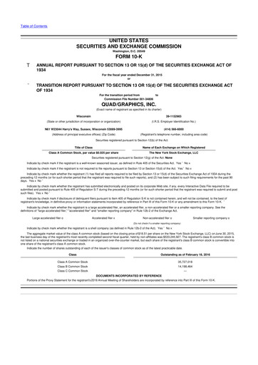 Vorschaubild Quad 10-K Jahresbericht 2015