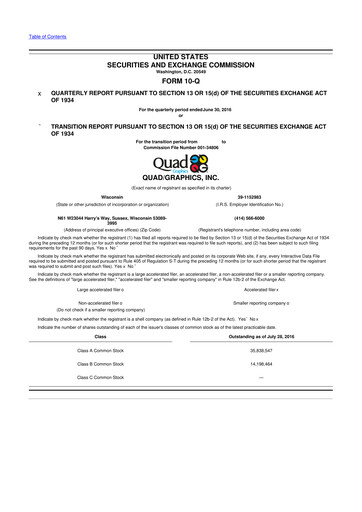 Miniature Quad 10-Q Rapport trimestriel 2016 