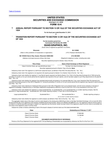 Vorschaubild Quad 10-K Jahresbericht 2016