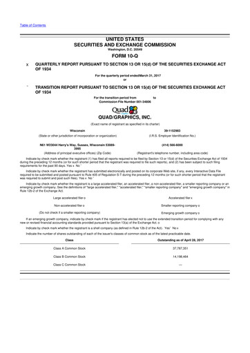 Miniature Quad 10-Q Rapport trimestriel 2017 