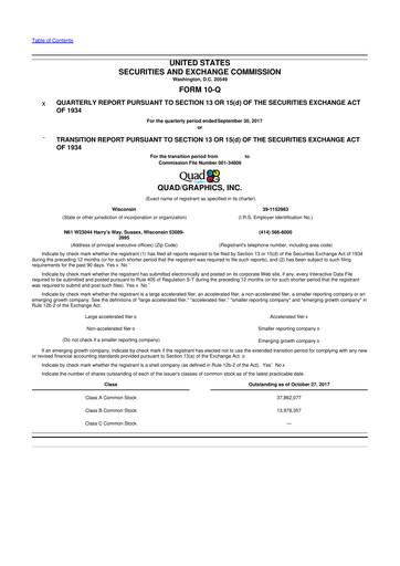 Miniature Quad 10-Q Rapport trimestriel 2017 