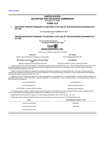 Miniature Quad 10-Q Rapport trimestriel 2018 