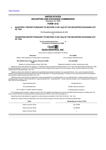 Miniature Quad 10-Q Rapport trimestriel 2018 