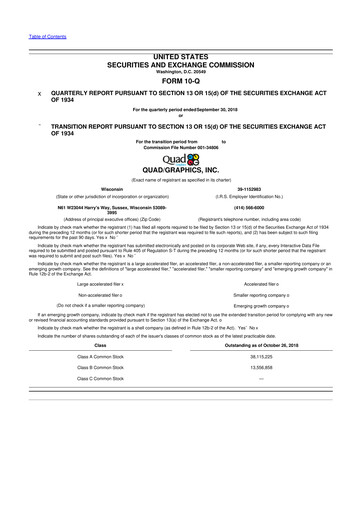Miniature Quad 10-Q Rapport trimestriel 2018 
