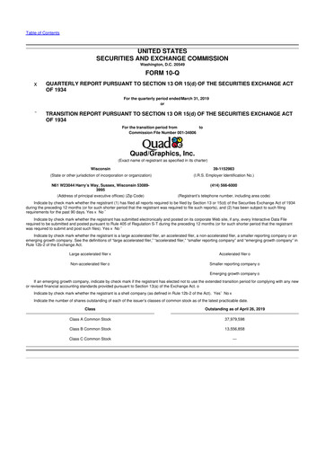 Miniature Quad 10-Q Rapport trimestriel 2019 