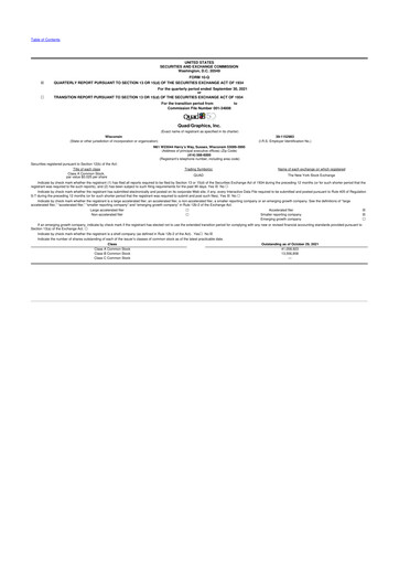 Miniature Quad 10-Q Rapport trimestriel 2021 