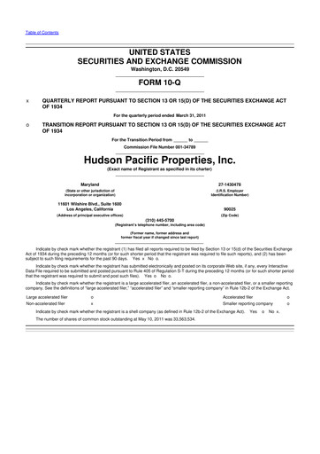 Thumbnail Hudson Pacific Properties
 10-Q Quarterly Report FY 