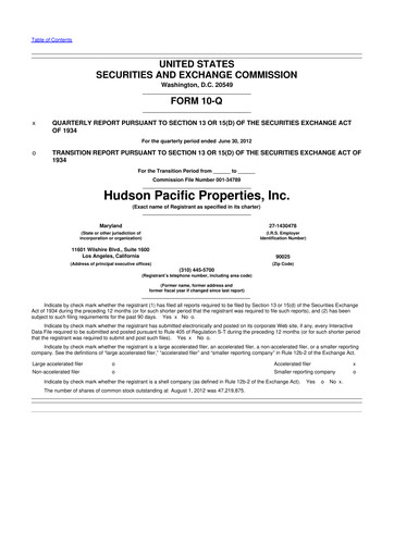 Thumbnail Hudson Pacific Properties
 10-Q Quarterly Report FY2012 