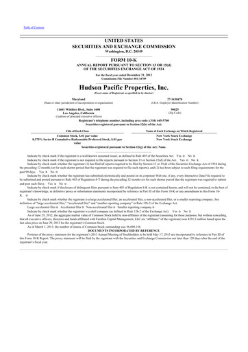 Thumbnail Hudson Pacific Properties
 10-K Annual Report 2012