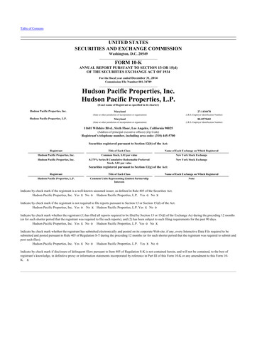 Thumbnail Hudson Pacific Properties
 10-K Annual Report 
