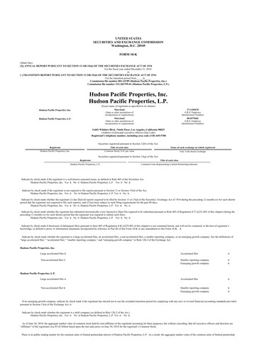Thumbnail Hudson Pacific Properties
 10-K Annual Report 