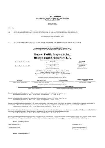 Thumbnail Hudson Pacific Properties
 10-K Annual Report 2019