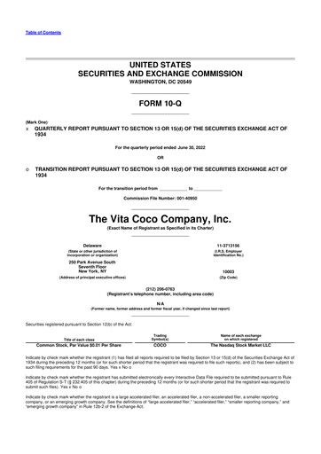 Thumbnail The Vita Coco Company 10-Q Quarterly Report FY2022 