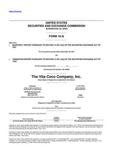 Thumbnail The Vita Coco Company 10-Q Quarterly Report FY2022 