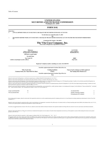 Thumbnail The Vita Coco Company 10-K Annual Report 2023