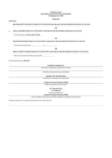 Thumbnail Scorpio Tankers
 20-F Annual Report 