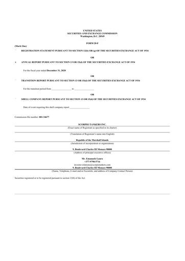 Thumbnail Scorpio Tankers
 20-F Annual Report 2020