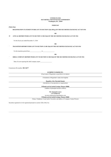 Thumbnail Scorpio Tankers
 20-F Annual Report 2024