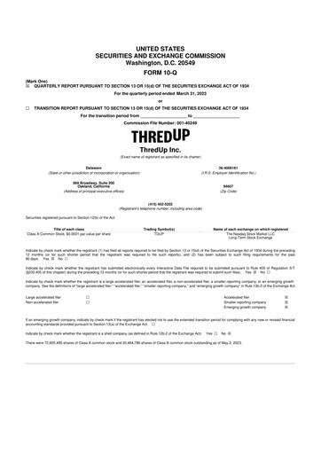 Thumbnail ThredUp 10-Q Quarterly Report FY2023 