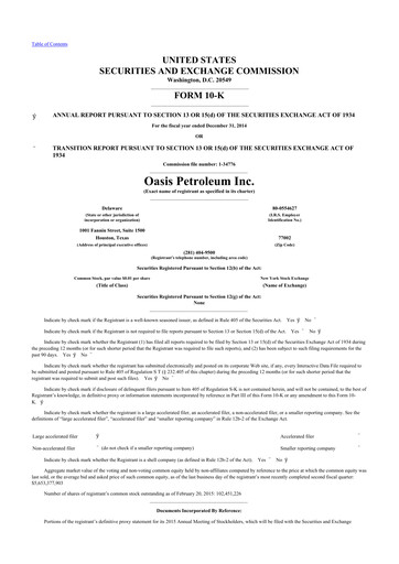 Thumbnail Chord Energy 10-K Annual Report 2014