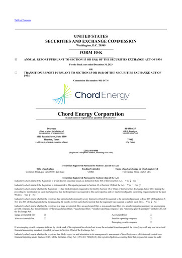 Thumbnail Chord Energy 10-K Annual Report 2023