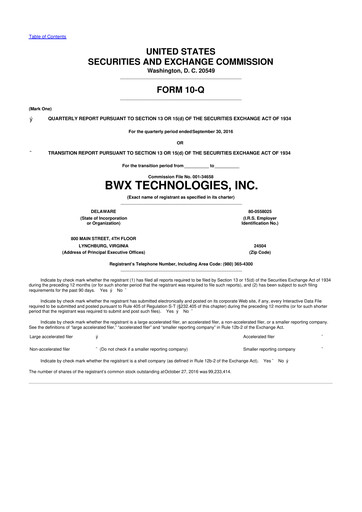 Thumbnail BWX Technologies
 10-Q Quarterly Report FY2016 