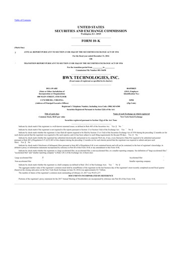 Thumbnail BWX Technologies
 10-K Annual Report 2016