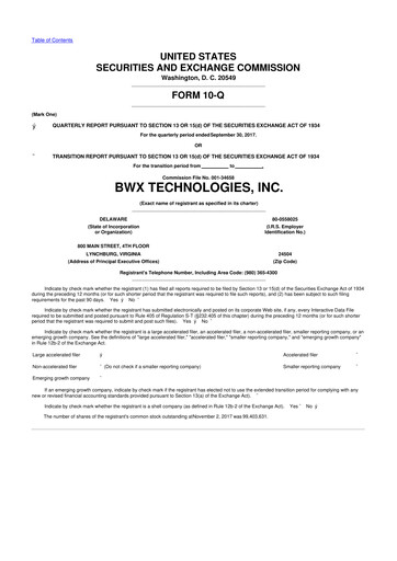 Thumbnail BWX Technologies
 10-Q Quarterly Report FY2017 