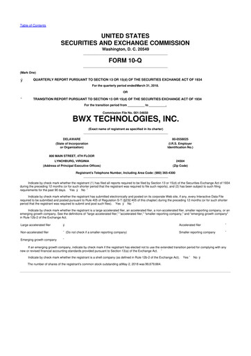 Thumbnail BWX Technologies
 10-Q Quarterly Report FY2018 