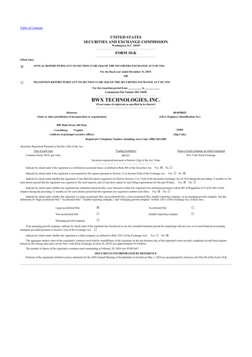 Thumbnail BWX Technologies
 10-K Annual Report 2019