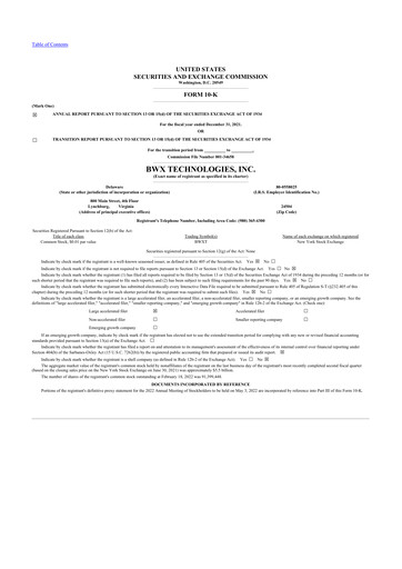 Thumbnail BWX Technologies
 10-K Annual Report 2021