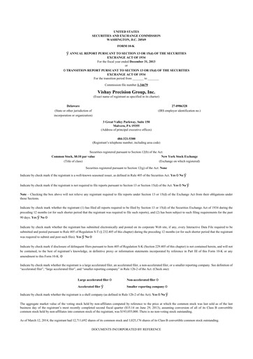 Vorschaubild Vishay Precision Group
 10-K Jahresbericht 2013
