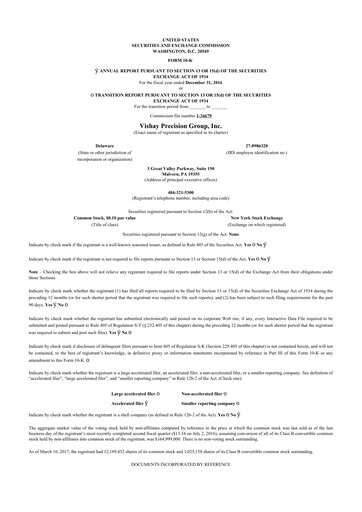 Vorschaubild Vishay Precision Group
 10-K Jahresbericht 2016