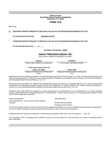 Thumbnail Vishay Precision Group
 10-Q Quarterly Report FY2017 