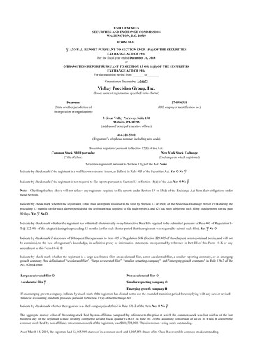 Vorschaubild Vishay Precision Group
 10-K Jahresbericht 2018