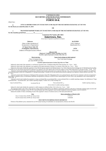 Thumbnail Ameresco
 10-K Annual Report 2013