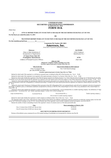 Thumbnail Ameresco
 10-K Annual Report 2015