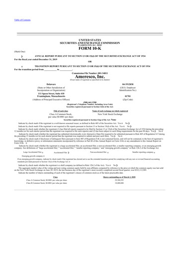 Thumbnail Ameresco
 10-K Annual Report 2019