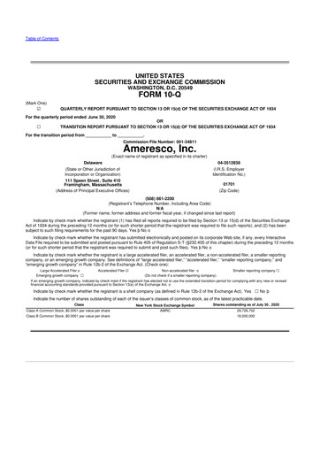 Miniature Ameresco
 10-Q Rapport trimestriel 2020 