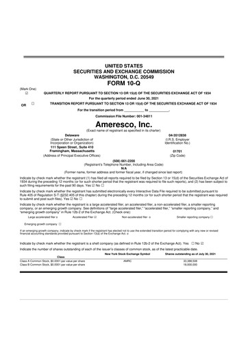 Miniature Ameresco
 10-Q Rapport trimestriel 2021 